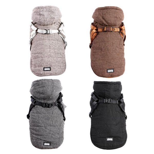 

dog apparel harness coat winter pet warm clothes for dogs fleece padded thicken soft small jacket adjustable buckle clothing