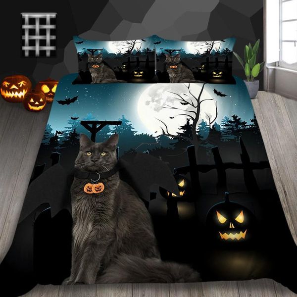 

bedding sets happy halloween creative pattern printed  size set soft breathable child bedroom decoration
