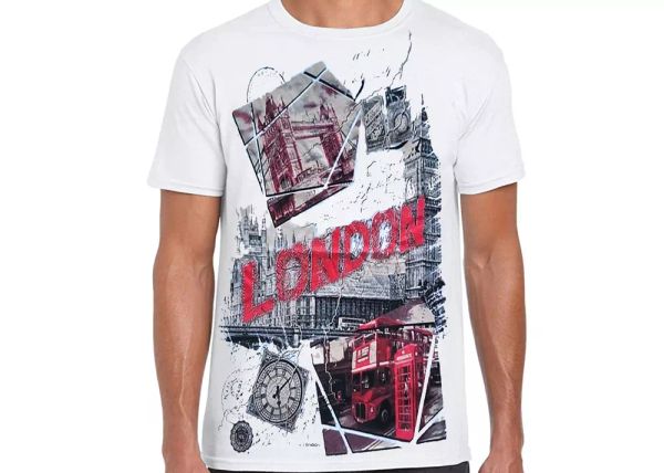 

london t.b. garphic design picture souvenir cotton t.shirt, White;black