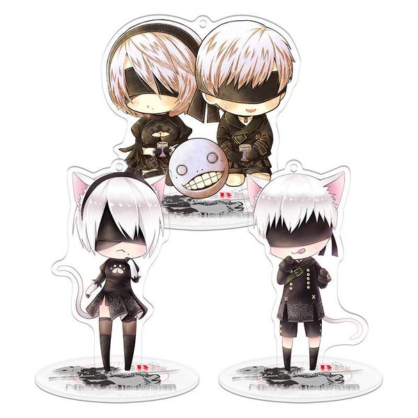 

keychains keychain woman nier:automata key chain men pendant ring elegant holder jewelry metal acrylic stand game llaveros, Silver