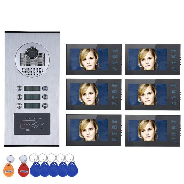 

inch tft monitor intercom 1v6 video door phone id card access control system phones
