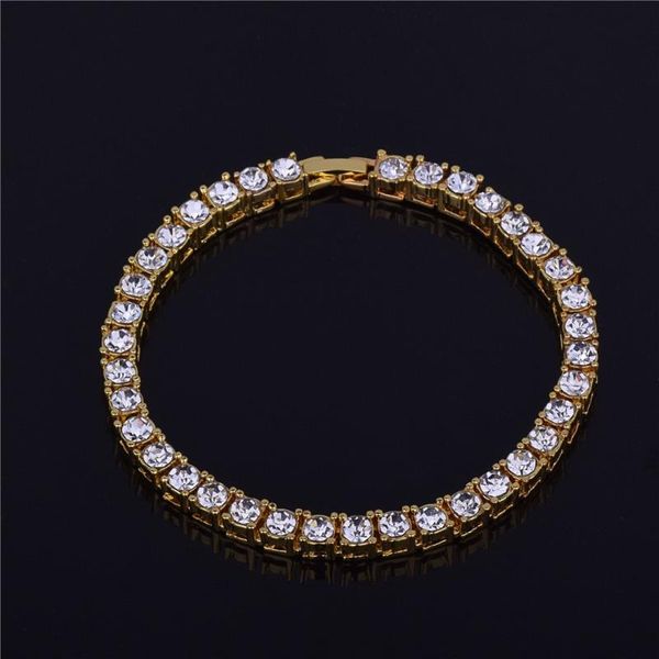 

link, chain 4mm bling iced out tennis bracelets for men pulseras bangles femme + zircon cubic hip hop jewelry charm trendy 2021, Black