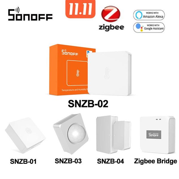 

smart home control sonoff snzb-02 zigbee temperature and humidity sensor real time notification e-welink app work with zbbridge