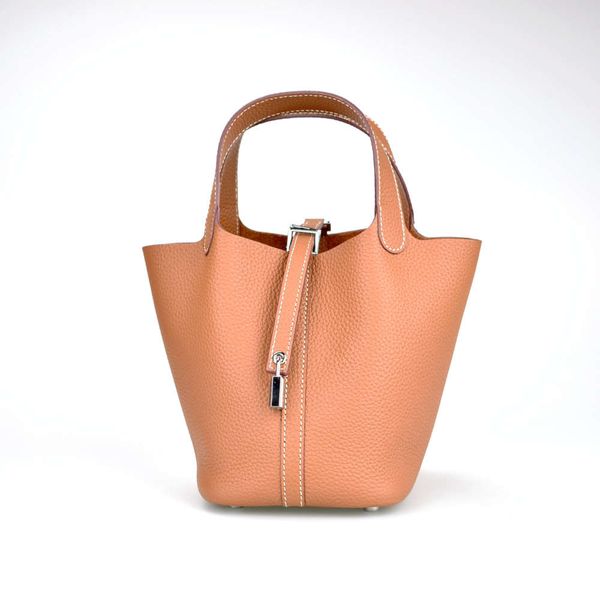 

vegetable basket lady's trendy portable leather bag with litchi pattern