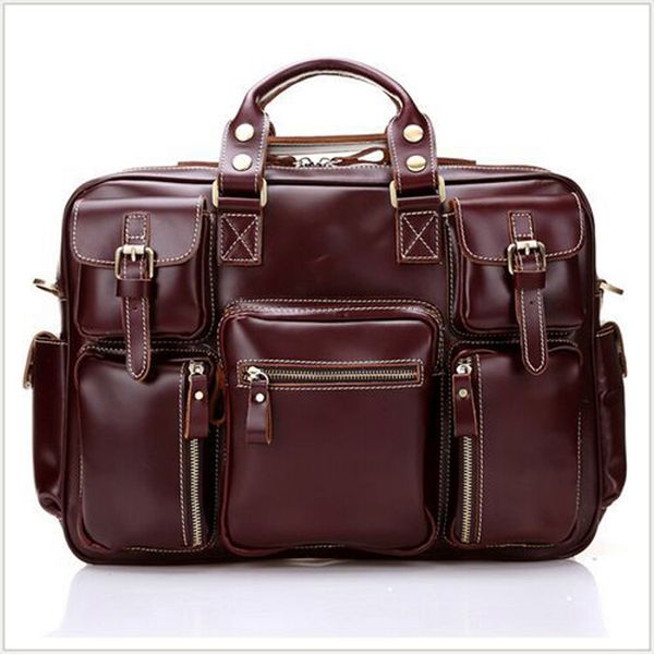 

luxury italian genuine leather men briefcase big business bag lapbags tote large handbag m038