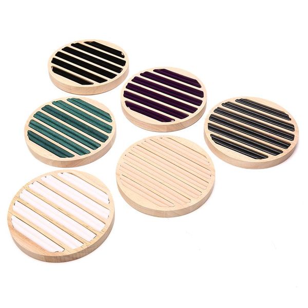 

jewelry pouches, bags 1pcs round storage ring display tray for shop retail rings box charming women trays, Pink;blue