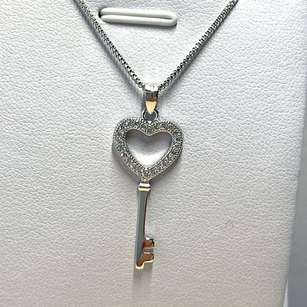 

pendant necklaces huitan silver color key necklace for women timeless styling neck jewelry luxury inlay cz stone versatile female