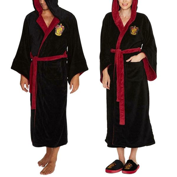 

harry potter hogwarts house deathly hallows wool bathrobe nightgown, Black;red