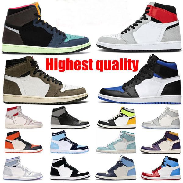

jumpman travis og 1s basketball shoes obsidian unc mid royal toe black metallic grey gold pine green fearless twist men women size36-46 with