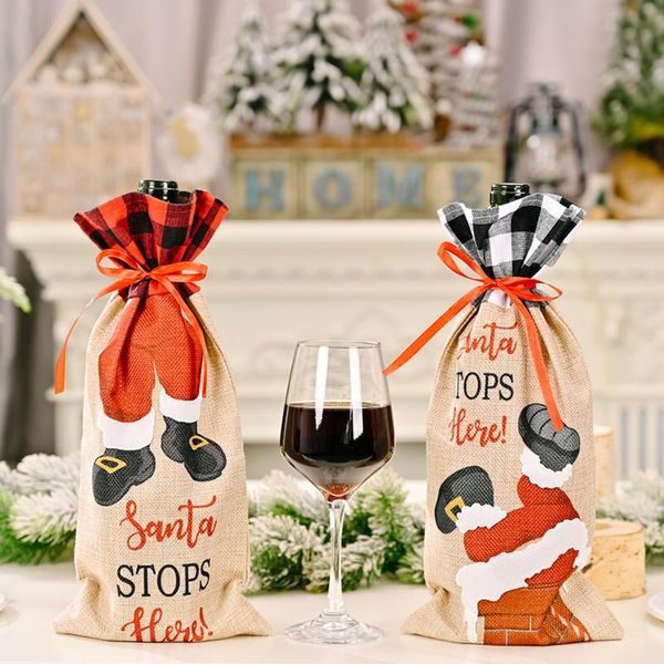 

gift wrap faroot christmas decoration wine bottle bag funny santa claus tableware festival accessory cartoon print bags