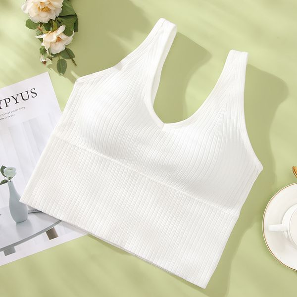 

women crop wireless tube sports underwear bra seamless knitting lingerie camisole, Black;white