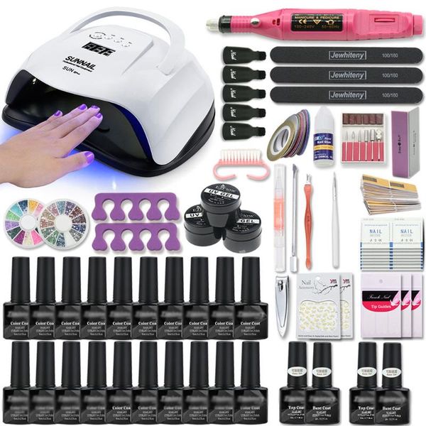 

nail manicure kit for lamp dryer gel select 20/18//10 color polish set & electric drill art tools kits