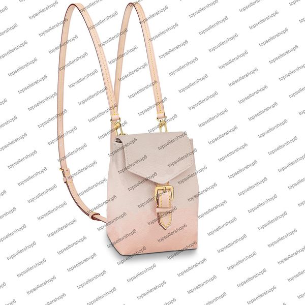 

m45764 tiny backpack bag elegant women eady to wear canvas genuine cowhide leather buckle satchel purse shoulderbag fade color