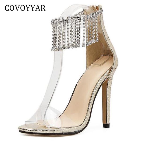 

dress shoes covoyyar 2021 clear women high heels rhinestone snake print lady pumps summer beaded thin stiletto party whh624, Black