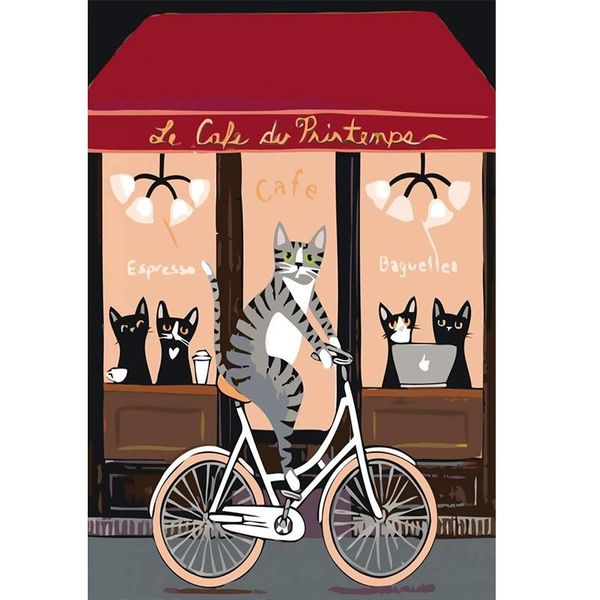 

paintings 40x50cm painting by numbers for adults cat riding bicycle diy picture on canvas frameless home decor unique gift