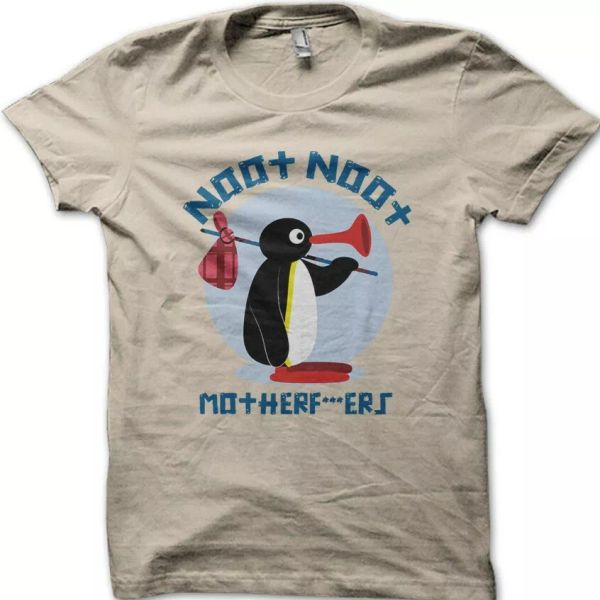 

pingu noot noot motherf***ers funny cotton t-shirt 9024, White;black