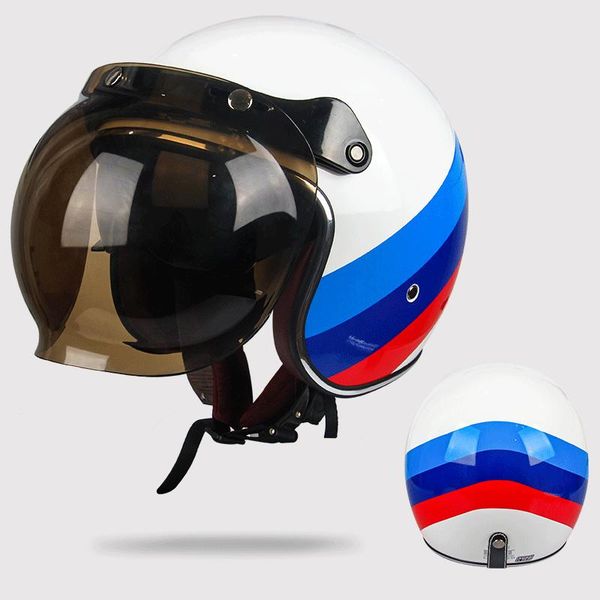

motorcycle helmets protective open face 3/4 vintage half helmet with inner lens casco moto abs motorbike racing riding unisex