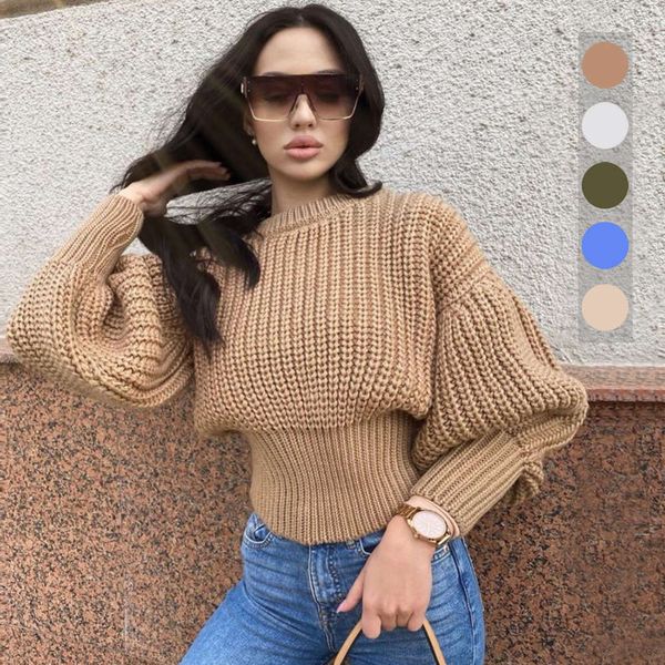 

autumn and winter long sleeve knitted wear solid color thick needle loose warm sweater, White;black