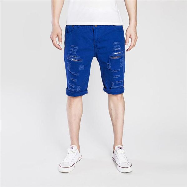 

men's shorts summer fashion denim casual ripped design knee length zipper streetwear sweatshorts cool trousers, White;black