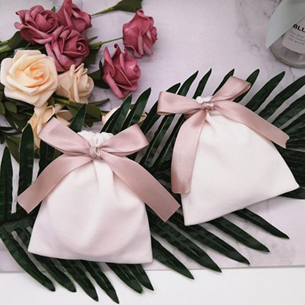 

gift wrap 20pcs jewelry velvet bags with ribbon cosmetic storage cute bag makeup candy packing christmas wedding decoration
