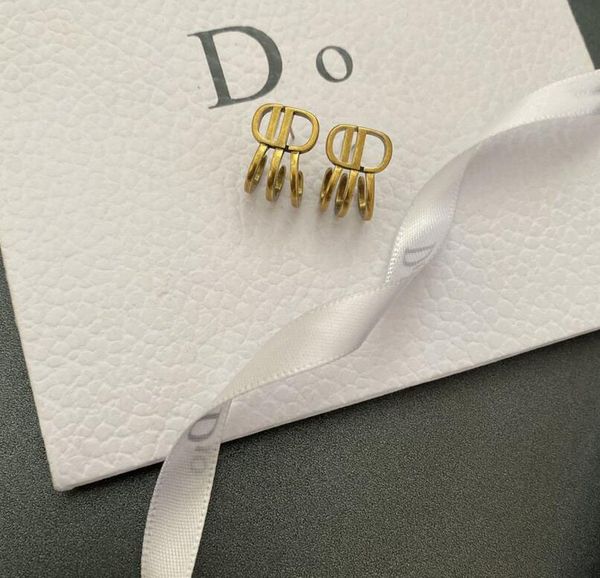 

retro designer earring stud letter charm earrings fashion statement brand jewelry for women lady party wedding lovers gift engagement with b, Golden;silver