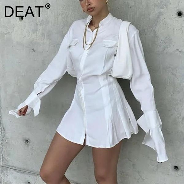 

casual dresses deat 2021 spring autumn arrivals solid color round collar long sleeve single breasted collect shirt dress mz565, Black;gray