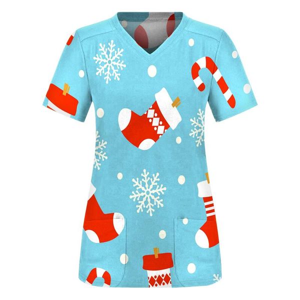 

women's t-shirt women t merry christmas lovely shirt short sleeve v-neck holiday cartoon female graphic tee tshirt year, White