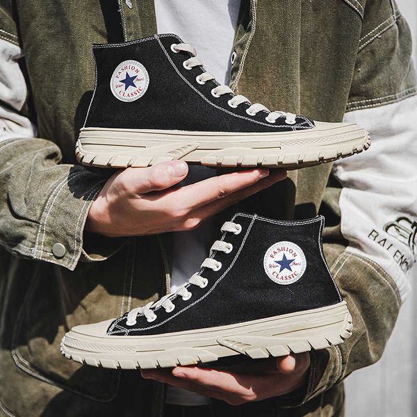 

2021 huili same canvas sho high men's fashion casual board versatile student single