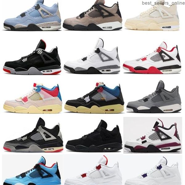 

4 bred fire red sail black cat university blue basketball shoes men 4s pink guava ice paris metallic purple pure money white cement sports