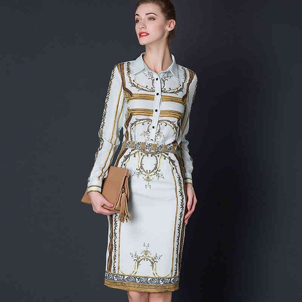 

runway designer suit spring geometric print blouse and skirt piece defines, Black