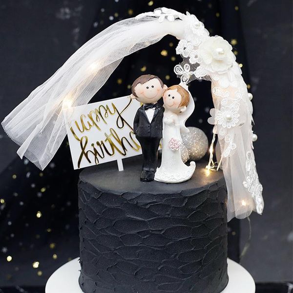 Другое мероприятие вечеринка поставляет жених жених обручальный торт Топпер Свадебный белый кружев