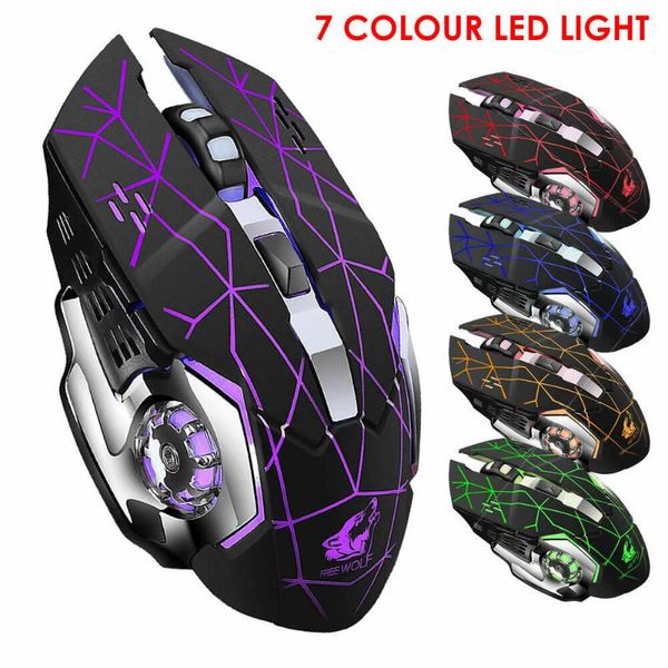 

mice professional wireless gaming mouse 2400dpi adjustable gamer optical 7 led computer for lappc 2.4ghz silent