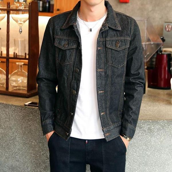 

men's jackets spring autumn mens denim fashion bomber thin ripped jacket casual jean streetwear motorcycle m-4xl, Black;brown