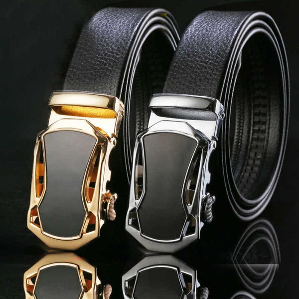 

men's belt straight automatic buckle youth business leisure men, Black;brown