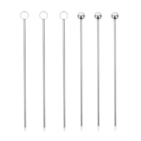 

forks 6pcs stainless steel cocktail picks fruit cake dessert sticks (silver)