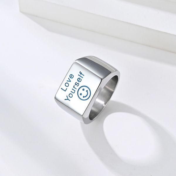 

new english love their blue luminous titanium steel ring simple temperament hipman men personality accessories customized wholesale, Silver