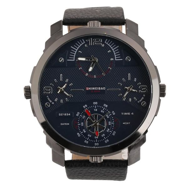 

wristwatches shiweibao brand men watch luxury casual quartz four time zones military relogio masculino clock male wrist montre, Slivery;brown