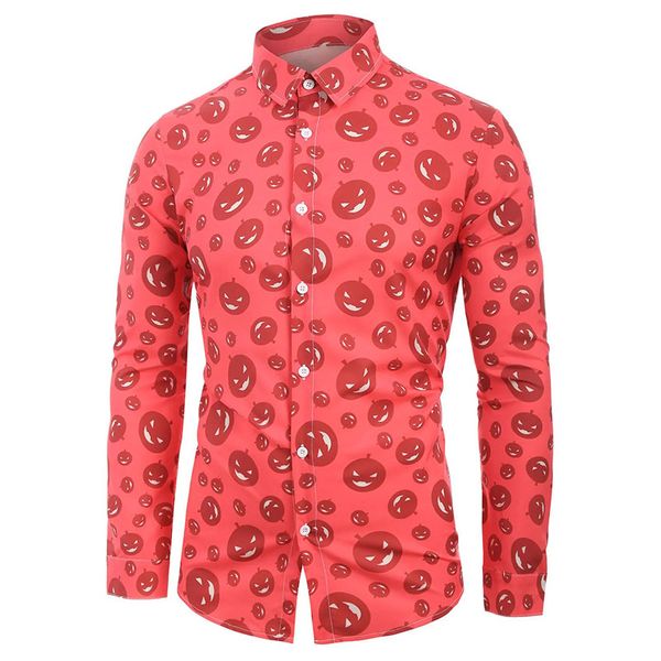 

halloween men's pumpkin all-over print curved hem long sleeve shirt, White;black