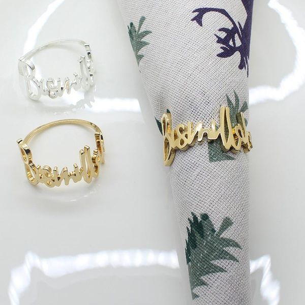 

napkin rings 1pcs alloy electroplating english alphabet metal ring restaurant el model room jewelry