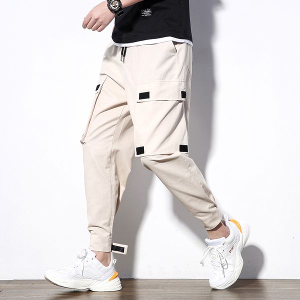 

men's pants western male-style cargo pants, cotton running pants for men, black with pockets, casual 5xl . aqqg
