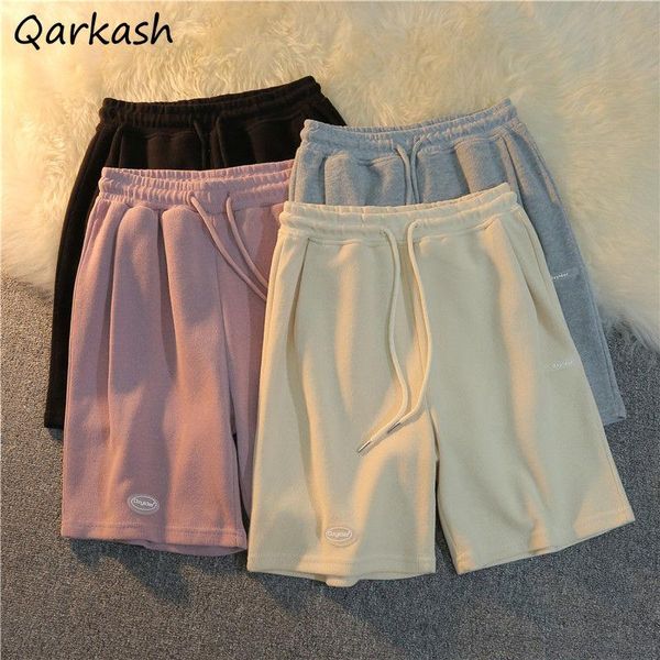 

women's shorts women drawstring retro simple bf chic ins summer couple casual fashion high street female basic straight trouser, White;black