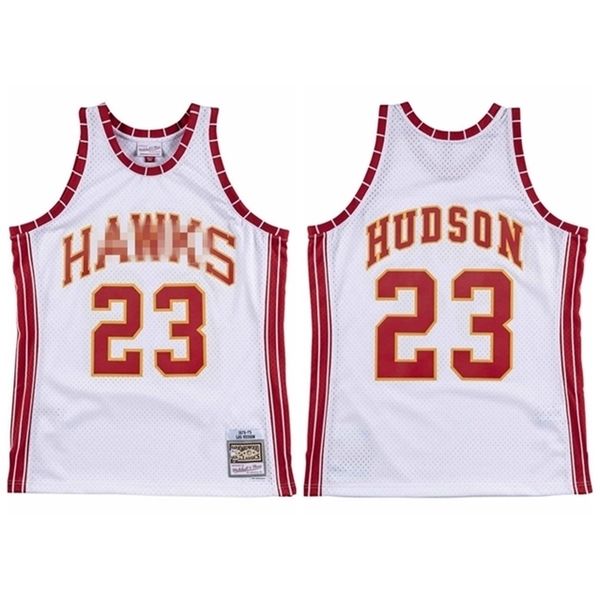 

09men\ratlanta\rhawks hudson mitchell & ness teal road 1972-73 hardwoods classics white authentic jersey, Black
