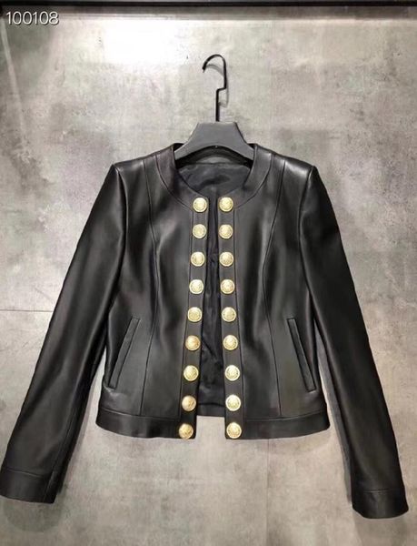 

women's leather & faux women real jacket ladies genuine lambskin coat, Black