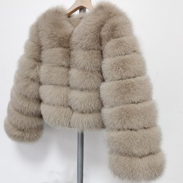 

women's fur & faux 2021 natural coat winter jacket real, Black