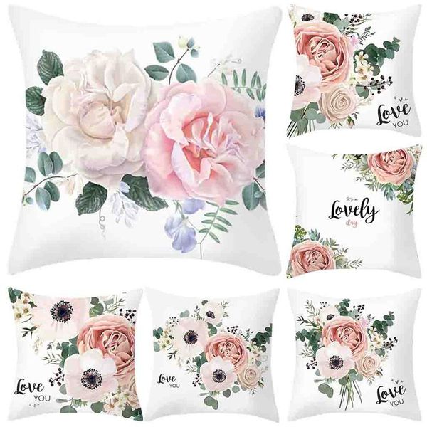 

pillow case pillowcases rose printed square flower throw cover45*45 taie d'oreiller