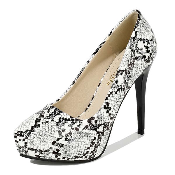 

Casual shoes 2021 new love fish thin heel high water platform pointed shallow mouth Python women's single shoes white collar with 618-3 ONA7 7J90
