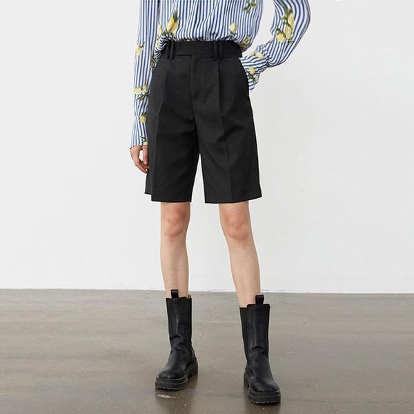 

[eam] black pleated split women short joint wide leg high waist loose fit trousers tide spring summer 1z075, White;black