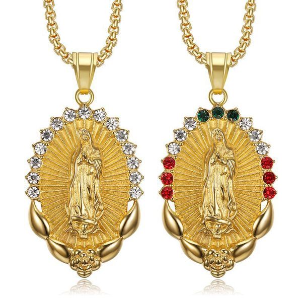 

pendant necklaces holy virgin mary necklace religion dainty golden christian cubic zircon women collier femme jewelry, Silver