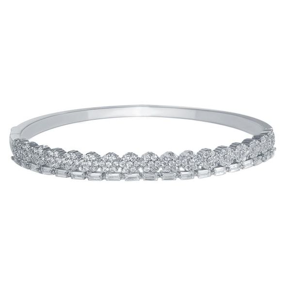 

bangle gold cubic zirconia bracelet for women charm gifts six diamond small flower baguette cuff bangles jewelry, Black