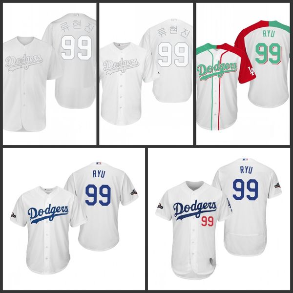 

los angeles dodgers men 99 hyun-jin ryu women youth jersey, Black;red
